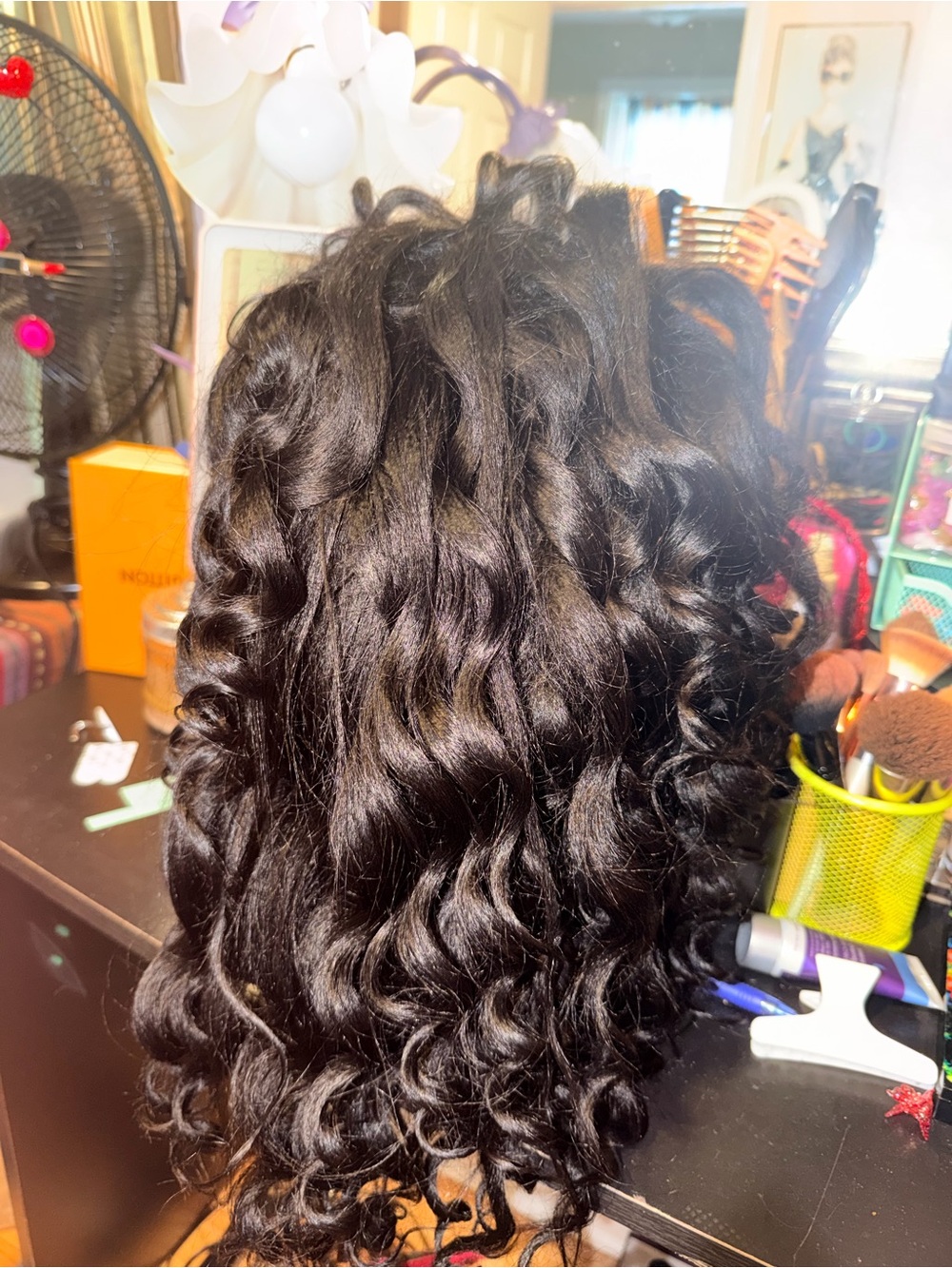 Human hair Natural Black Curly Women’s Hair Wig - Soft Deep Waves